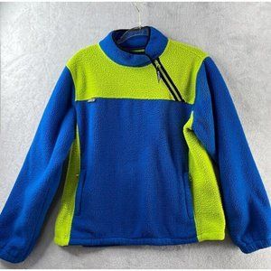 Stussy Womens Jacket Retro Blue Drift Fleece Diagonal Half Zip Womens Medium